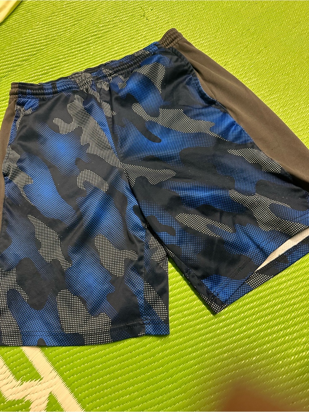 bcg Blue Camo Athletic Shorts with Gray Side Panels